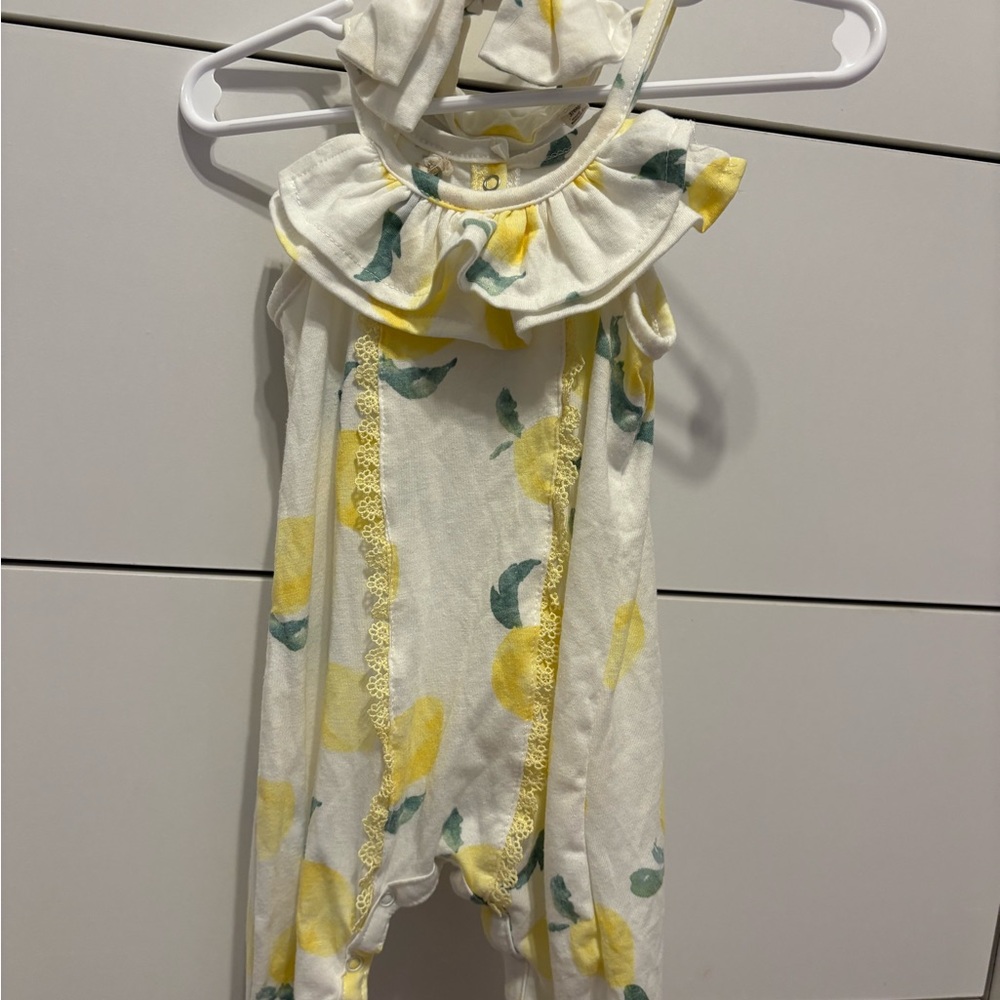 Jessica Simpson Lemon Romper with Hair Bow